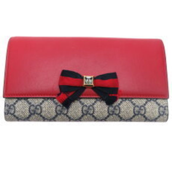 Gucci GG Supreme Ribbon Long Wallet Navy Blue - Picture 1 of 9